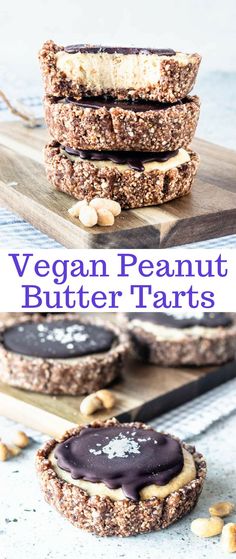 vegan peanut butter tarts stacked on top of each other