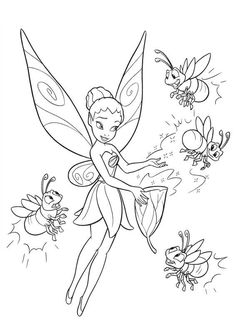 tinkerbell and the bees coloring pages to print out for kids, with pictures