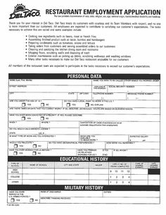 the restaurant employment application is shown in black and white, as well as an image of a