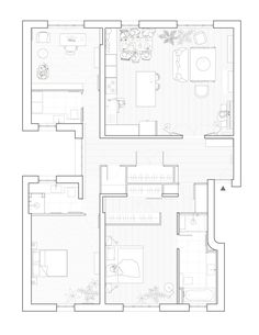 the floor plan for an apartment with two bedroom, one bathroom and another living room