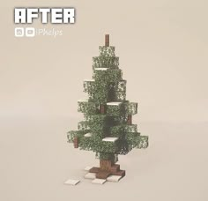 a tree made out of blocks with the words after photoshopped on it's side