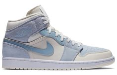 Nike Air Jordan 1 Mid SE 'Sail Light Blue' DA4666-100 Jordan 1 Light Blue, Jordan 1 Mids, Dr Shoes, Blue Air, Air Jordan 9, Preppy Shoes, Air Jordan 1 Mid Se, Jordan 8, Jordan 2