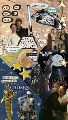 star wars collage with various pictures and characters