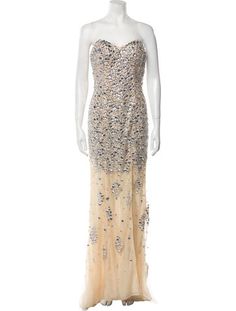 Jovani Evening GownNeutralsBeaded, Sequin & Crystal AccentsStraplessConcealed Zip Closure at BackFit:Dresses by Jovani typically fit true to size. Strapless Long Dress, Long Dress, Print Patterns, Sequin, Dress Outfits, Clothes For Women, Dresses, Clothes