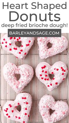 heart shaped doughnuts on a cooling rack with text overlay that reads, how to make heart shaped donuts deep fried