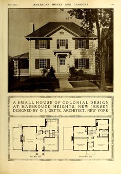 an old house with two floors and three windows in the front, and another floor plan for