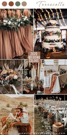 a collage of different wedding colors and details