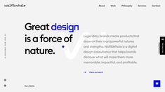 an image of a website page with the words great design is a force of nature