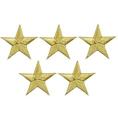 five gold stars on white background