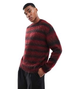 Jerséis y cárdigan de ASOS DESIGN Nos gusta tu estilo Estampado a rayas Cuello redondo Manga corta Corte extragrande Fluffy Sweaters, Fluffy Jumper, Sweaters For Men, Jumpsuit Shorts Rompers, Satin Slip Dress, Red Stripe, Maxi Dress Trend, Swimwear Sale, Hoodies For Sale