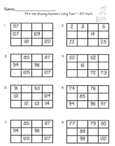 the missing numbers worksheet is shown in this image, and it has four rows