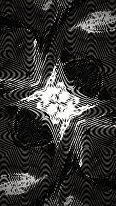 an abstract black and white photo with wavy lines in the center, as well as a star