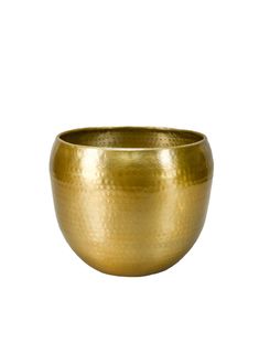 a gold bowl on a white background with no one in the photo to describe it