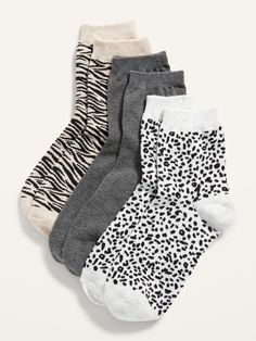 Pack includes 3 pairs of quarter crew socks, each in a different print.  Rib-knit openings.  Notched seams at toe and heel for added comfort.  Soft-knit fabric, with comfortable stretch. Machine wash cold, tumble dry low.  spandex 3% polyester 74% co Soft Sock, Fuzzy Socks, Christmas 2023, Vacation Outfits, Soft Knits, Cute Shoes, Crew Socks, Hosiery, Black Gray