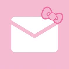 an envelope with a pink bow on it and the word hello kitty written in white