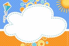 a blue and orange background with a white cloud