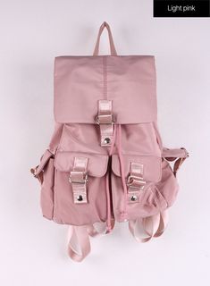 flip-pocket-backpack-cf406 / Light pink Trendy Backpack For Back To School, School Backpack In Nylon, Trendy Summer Backpack, Casual Pink Backpack For Back To School, Casual Summer Backpack For Daily Use, Casual Pink Backpack, Pink Nylon Backpack With Pockets, Pink Backpack With Pockets, Trendy Nylon Backpack With Pockets