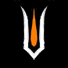 an orange and white logo on a black background with the letter u in it's center