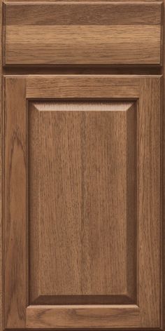 a close up view of the front and side of a cabinet door with wood grained finish