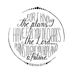 a black and white quote with the words for i know the plans have for you