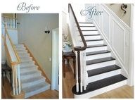 stairs before and after being painted white