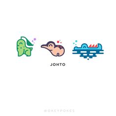 three different types of animals and the words johto