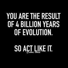 the quote you are the result of 4 billion years of evolution so act like it