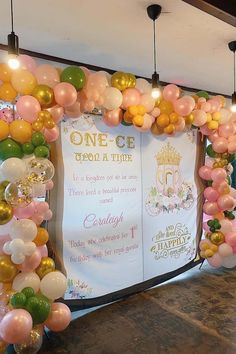 a birthday party with balloons and decorations