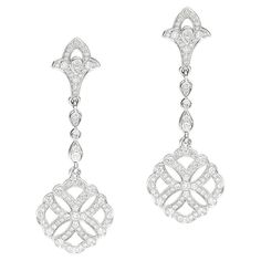 Earrings in 18kt white gold set with 168 diamonds 1.43 cts Luxury Art Deco White Gold Diamond Earrings, Wedding Dangle Earrings, White Gold Set, Diamond Dangle Earrings, White Gold Earrings, Stunning Earrings, Lovely Jewellery, Modern Earrings, Stunning Jewellery