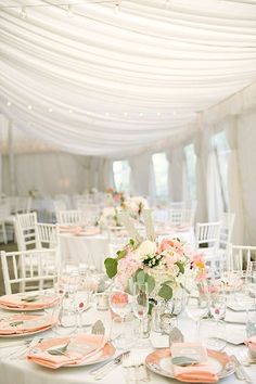 the wedding table is set and ready to be served