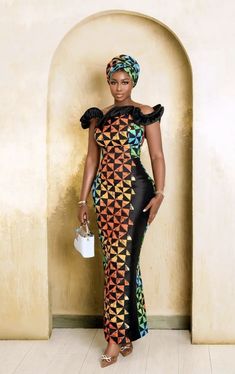 #fashion #asoebistyles #ankara Fitted Printed Dress For Wedding, Fitted Printed Wedding Dresses, Multicolor Long Party Dress, Fitted Batik Print Party Dress, Fitted Batik Print Dress For Party, Elegant Fitted Multicolor Evening Dress, Elegant Printed Dresses For Dress Down Occasions, Floor-length Printed Dress For Wedding, Elegant Vibrant Print Midi Dress For Party