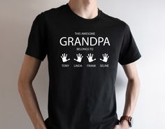 "Grandpa Shirt, Personalized Grandpa Shirt With Grandkids Names, Custom Grandpa Gift, Shirt For Grandpa, Custom Papa Shirt, Fathers Day Shirt, New Grandpa Shirt, Custom Grandpa Shirt, Dad Shirt, Grandpa Gift, Grandfather Gift HOW TO ORDER T-SHIRT 1-) Please, Check and Review all Photos. 2-) Select Your T-shirt Color. 3-) Select Your T-shirt Size. 4-) Click ADD TO CART and You can go back to add more product color and text color or You can complete the checkout process. 5-)Please Click \"Proceed to Check Out\" 6-) Finally, Your Custom Shirt will be ready to ship 1-3 Business Day. Product Side seams, retail fit Shoulder to shoulder taping Unisex sizing Production and Shipping --Production: 1-3 days --Standard Shipping (2-3 business days after production time)" Grandpa Shirt Ideas, Grandpa Birthday Shirt, Grandpa Shirts With Grandkids Names, Shirts For Grandpa Funny, Grandpa Tshirts, Worlds Best Grandpa Shirt, Funny Grandpa Shirt, Grandpa Birthday, Grandfather Gifts