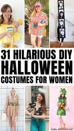 halloween costumes for women with text overlay that reads 31 hilarious diy halloween costumes for women