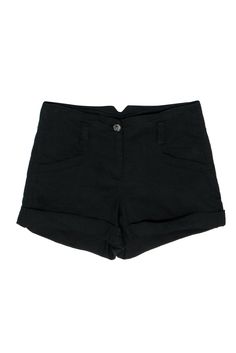 Current Boutique-Theory - Black High Waisted Linen Blend Shorts Sz 2 High Rise Black Cotton Shorts, Black Cotton High-waisted Shorts, Black High-rise Cotton Shorts, Black Bottoms With Built-in Shorts In Breathable Fabric, Black Micro-elastic Elastane Shorts, French Girl Chic, Chic Shop, Buy Shoes Online, By The Beach