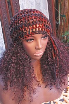 ** The color "Earth brown" is available for a limited time till supplies run out ** ► ITEM DESCRIPTION ♦ E X P A N D S to accommodate thick hair like a sock ♦ Great tam for layering wraps on top  ♦ wear your long hair / dreadlocks / braids in or out of the tam ♦ Inner drawstring on the inside so it has a custom, snug, stretch-proof fit.  ♦ Fits people with short to mid-back length hair ► MATERIALS Made of 100% colorfast acrylic yarn ► CARE INSTRUCTIONS ♦ Hand wash and Air dry ► CUSTOM OPTIONS ♦ If you would like custom options not shown in the drop down menus, please send a message first before ordering to avoid order cancellations. A new listing may be created for you to order from according to what you request or additional payment may be requested for the current listing you are orderin Bohemian Adjustable Beanie For Fall, Brown Bohemian Beanie One Size, Bohemian Brown Yarn Beanie, Bohemian Brown Beanie, Brown Bohemian Crochet Beanie Hat, Bohemian Brown Crochet Beanie Hat, Bohemian Brown Knitted Beanie, Bohemian Beanie Crochet Hat For Fall, Bohemian Crochet Beanie Hat For Fall