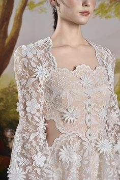 Cecile A-line Bishop Sleeved Lace Mini Dress | MEAN BLVD Embellished Mini Dress, Types Of Lace, Flower Embellishments, Mean Blvd, Lace Outfit, Dreamy Dress, Bishop Sleeve, Clothing Hacks, Lace Mini Dress