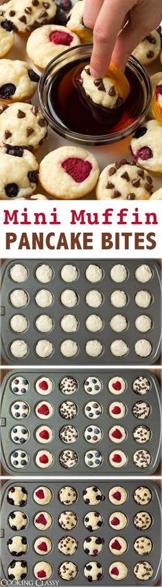 mini muffins with pancake bites in the middle and on the bottom are cookies