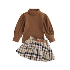 Toddler Fall Outfits Girl, Skirt Set Two Piece, Plaid Skirt Set, Toddler Girl Fall, Plaid Pleated Mini Skirt, Girls Fall Outfits, Plaid Mini Skirt