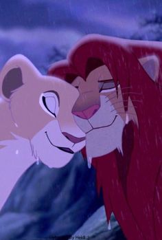 the lion and the mouse from disney's the princess and the frog, which appears to be kissing each other