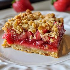 Strawberry Rhubarb Crumble Bars Strawberry Rhubarb Crumble, Crumb Coffee Cakes, Cranberry Bars, Rhubarb Crumble, Crumble Bars, Fruit Filling, Strawberry Rhubarb, Sweet Tarts, Cakes And More