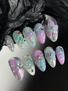 -All sets are made with GEL nail polish. You can reuse all of the nails multiple times if you take care of them.  -I only work with high-quality luxury press on nails -Every nail in my shop is handmade, hand painted with love & care. 💞 🌵𝐒𝐢𝐳𝐞🌵 -My nail shop has different measurement methods.  *Will not measure according to the curvature of the nail. -Please follow the instruction photo for size measurement. 🌵𝐄𝐚𝐜𝐡 𝐍𝐚𝐢𝐥 𝐬𝐞𝐭 𝐢𝐧𝐜𝐥𝐮𝐝𝐞𝐬🌵 -10 nails of your size -24 adhesive s Press On Nails Instructions, Luxury Press On Nails, Medium Almond, Edgy Nails, Acrylic Press On Nails, Nail Remover