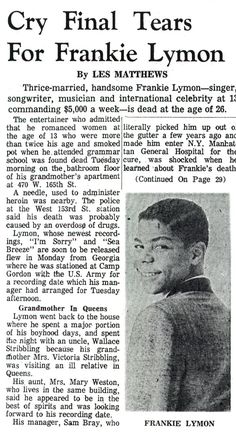 an old newspaper article with the caption cry final tears for franklin lymon