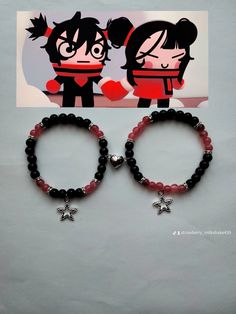 Matching Anime Bracelets, Clay Bead Bracelet Ideas Matching, Matching Bracelet Ideas, Puca And Garu, Pucca And Garu, Matching Things, Pulseras Kandi, Bracelets Matching, Matching Couple Bracelets