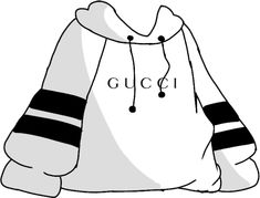 a gucci bag sitting on the ground with its hood pulled over it's face