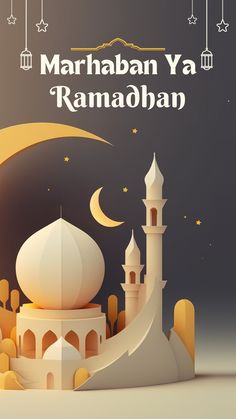 an illustration of a mosque with the moon in the background