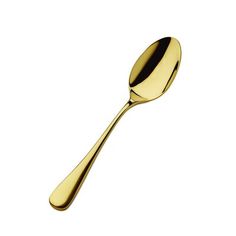 a golden spoon on a white background