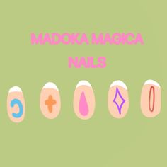 Madoka magica puella rebellion series movies blue orange pink purple red nails inspiration french tips tip drawing Madoka Magica Inspired Nails, Madoka Nails, Madoka Magica Nails, Purple Red Nails, Nails Inspiration French, Red Nails Inspiration, Madoka Magica Mami, Mahō Shōjo Madoka Magica, Nail Bracelet