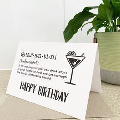 a birthday card with an image of a martini