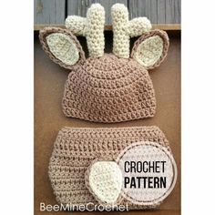 a crocheted hat and diaper cover for a baby giraffe pattern