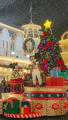 there is a christmas display in the mall